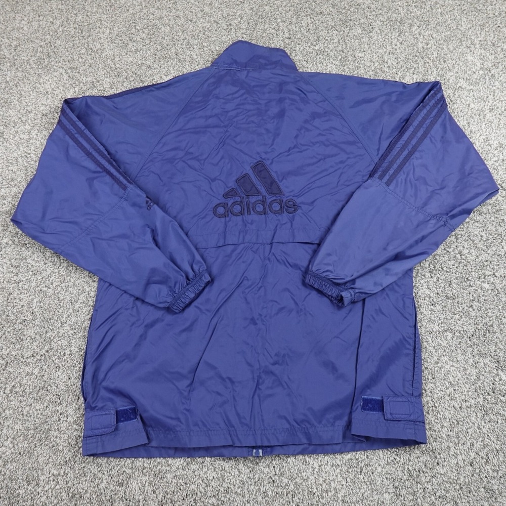 VTG Adidas Jacket Mens M Blue Nylon Zip Track Sports Windbreaker Coat 90s Y2K